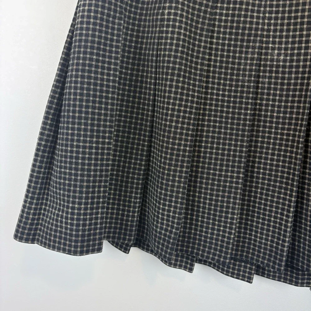 Vintage 90's Tail Black Tan Plaid Pleated Tennis‎ Skirt Size 12